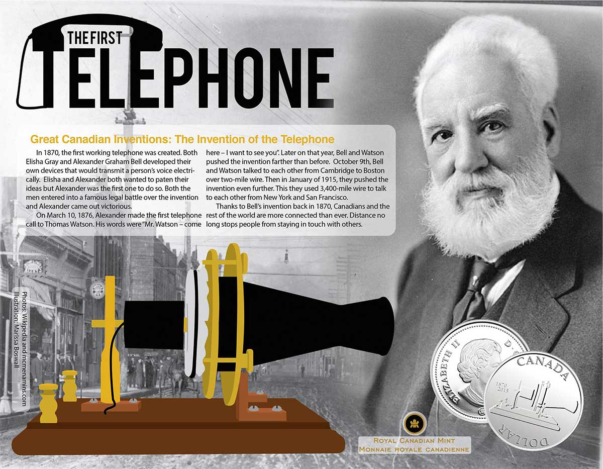 promotion advertising the first telephone coin from the canadian mint