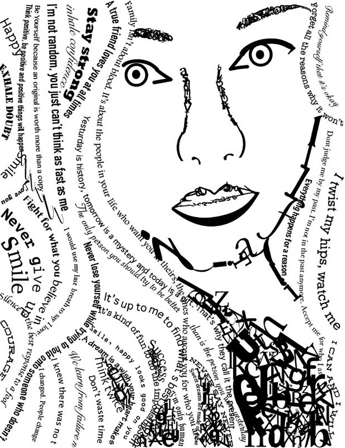 my portrait done completely in words and letters